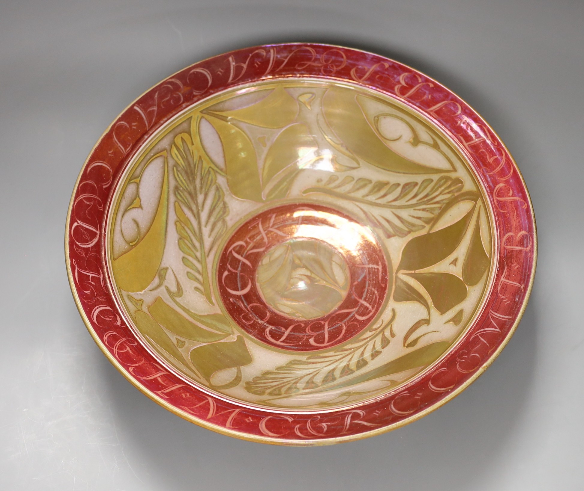 Alan Ciager-Smith, 1984, two-tone lustre bowl, 37cm diameter